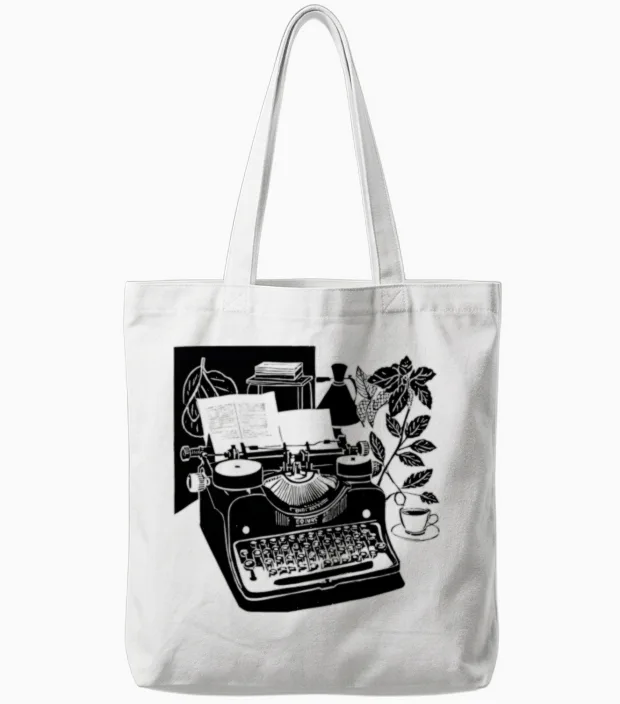 A Retro Typewriter, a Gentleman's Life Tote Bags - White