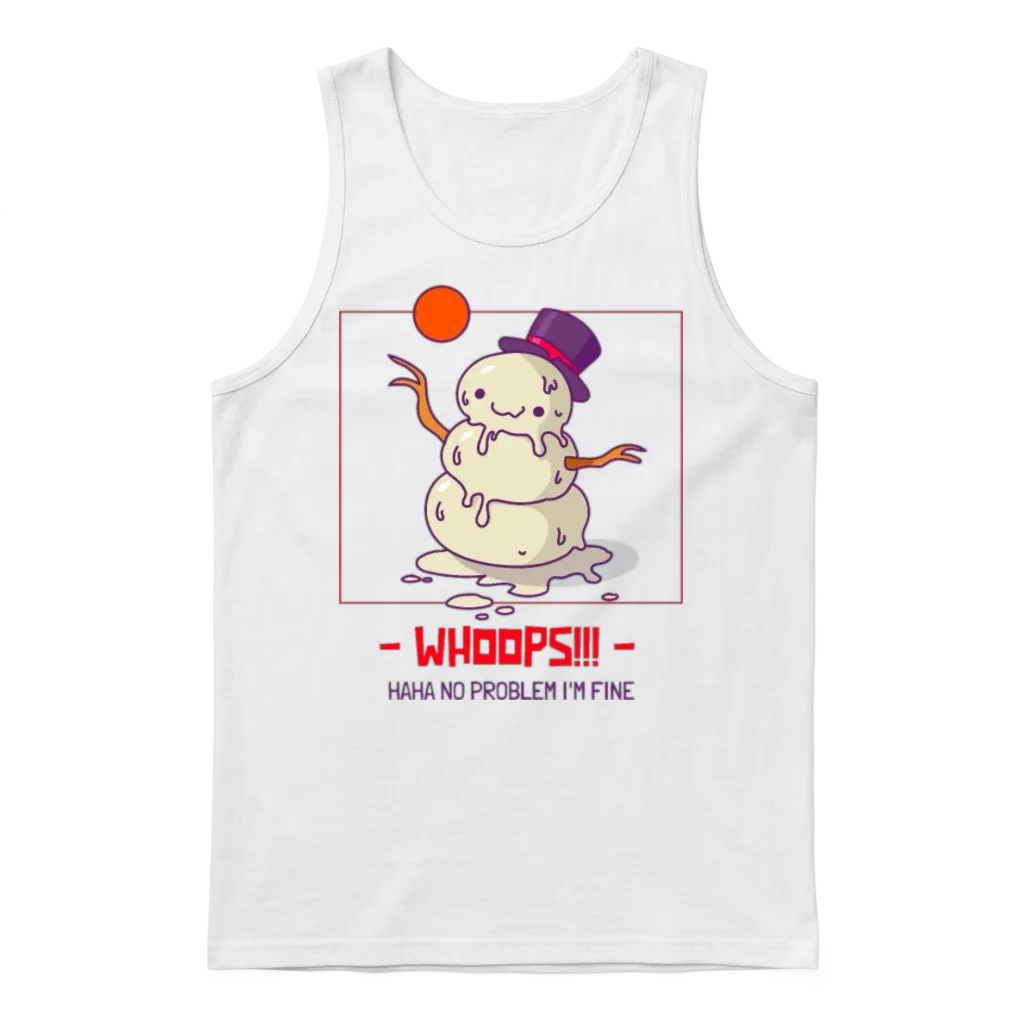Snowman Melt Cartoon Art โ Christmas Gift Unisex Tank Top - White