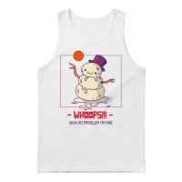 Snowman Melt Cartoon Art — Christmas Gift Unisex Tank Top - White – 1