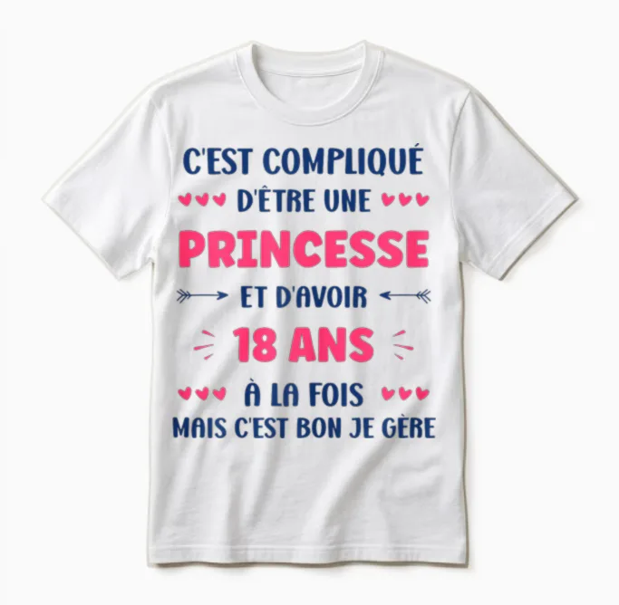 Girl 18 Years Teen Humor Birthday Princess 18 Years T-Shirt, White, Female X-Small Unisex T-Shirt in White