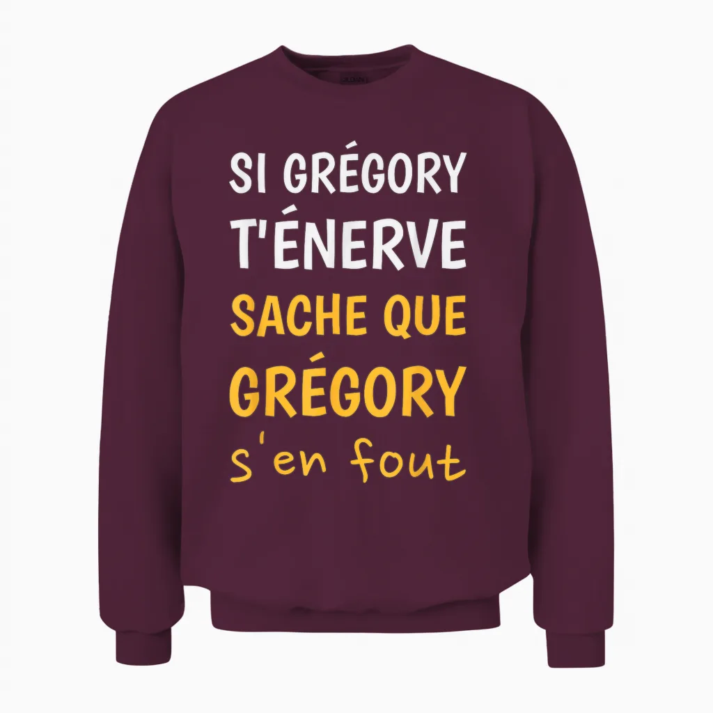 Humor Name Custom Gregory Gift Idea Funny Unisex Sweatshirt in Maroon