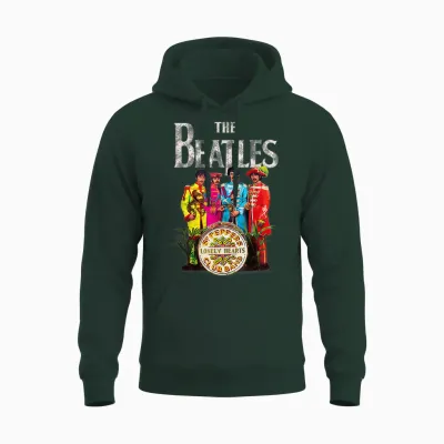 The Beatles Sgt. Pepper's Lonely Hearts Short Sleeve Unisex Hoodie - Forest