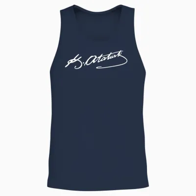 Atatürk Imza Unisex Tank Top - Navy