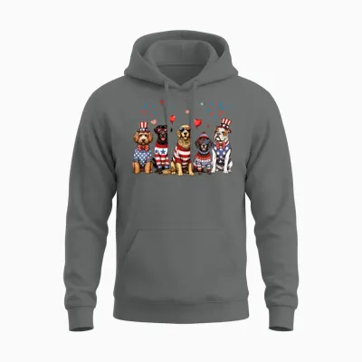 Patriotic Dogs Unisex Hoodie - Graphite Heather