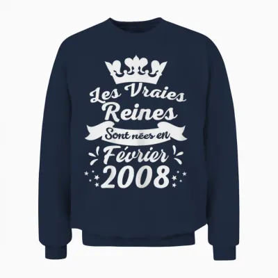 Les Vraies Reines Sont Nées En Février 2008 - Cadeau 18 Ans Unisex Sweatshirt - Navy