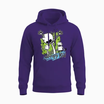 Diary of a Wimpy Kid Greg Heffley Cartoon Stick Characters Unisex Hoodie - Purple