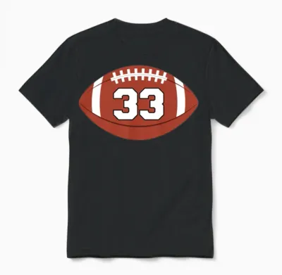 Football Favorite Lucky Jersey Number #33 Unisex T-Shirt - Black