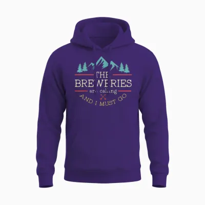 Vintage Beer Breweries Are Calling and I Must Go Craft Beer T-Shirt Small Unisex Hoodie - Purple