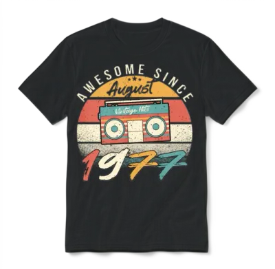 1977 July Retro Unisex T-Shirt - Black