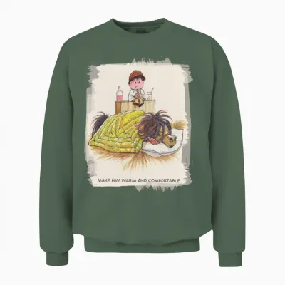 Thelwell Sleeping Horse Warm and Confortable Unisex Sweatshirt - Military Green