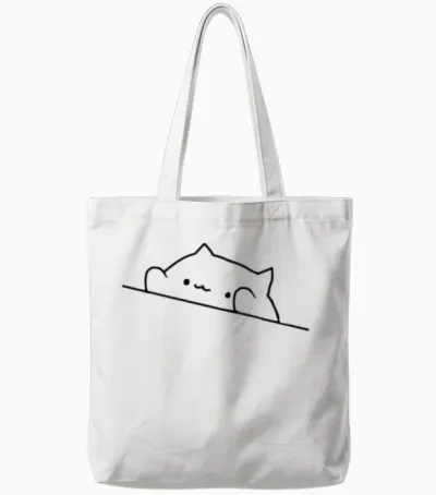 Bongo Cat Funny Tote Bags - White
