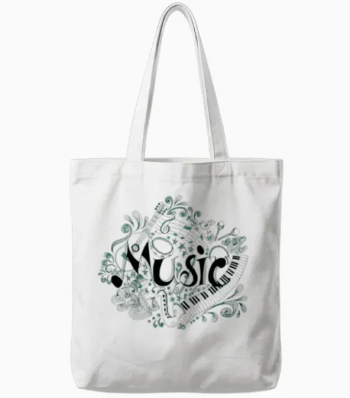 We Love Music Lovers Tote Bags in White