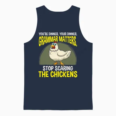 Funny Grammar Teacher Chicken Farming Unisex Tank Top - Navy