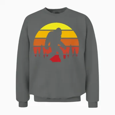 Retro Silhouette Sasquatch Bigfoot Unisex Sweatshirt - Graphite Heather