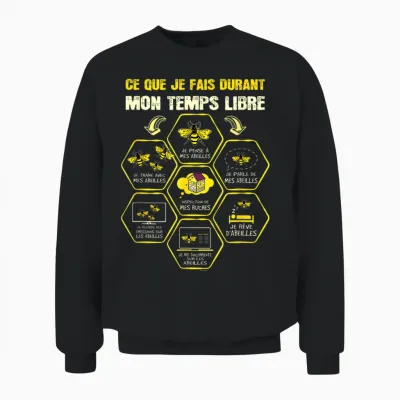 Free Time Beekeeper Nest Bees Activities Beekeeping T-Shirt, Black, S Unisex Sweatshirt - Black
