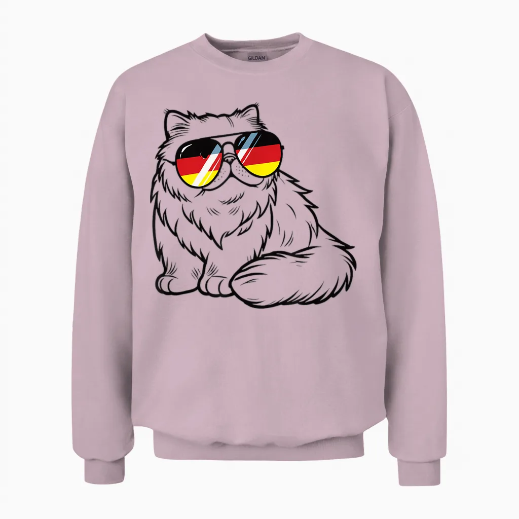 Deutsche Flagge Katze Deutsch Deutschland Katzen Unisex Sweatshirt in Light Pink
