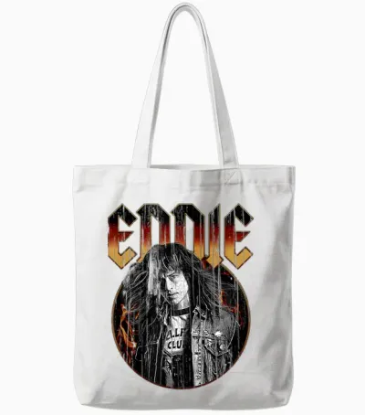 Stranger Things Eddie Munson Hellfire Club Vintage Tote Bags - White