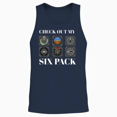 Funny Pilot Six Pack Aviation Flight Simulation Unisex Tank Top - Navy