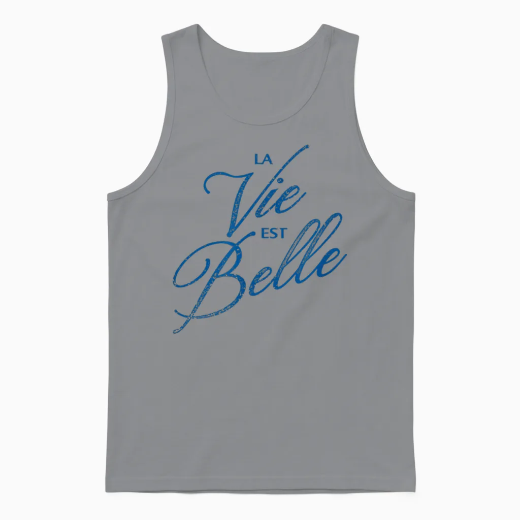 Trendy Apparel La Vie Est Belle Life Is Beautiful French Unisex Tank Top in Sport Grey