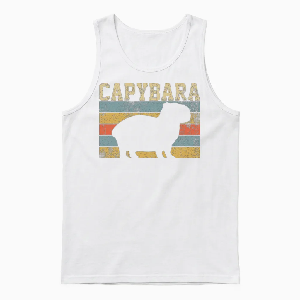 Capybara Rodent Retro Vintage Unisex Tank Top - White