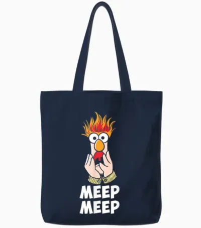 Disney Die Muppets Meep Meep Beaker T-Shirt, Black Tote Bags - Navy