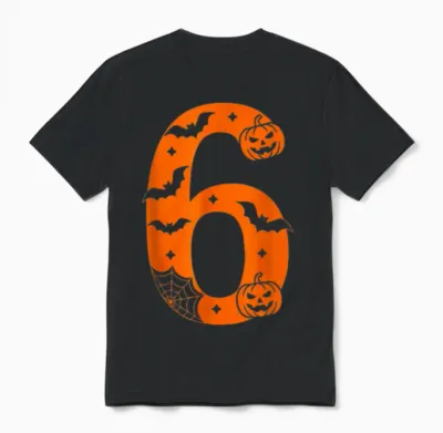 Number 6 Funny Six Seven Meme Halloween Unisex T-Shirt - Black