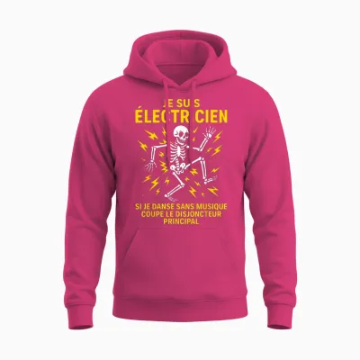 Electrician Humour - Je Suis Electricien Unisex Hoodie - Heliconia