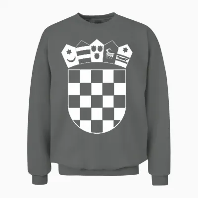 Croatia Coat of Arms Croatia Flag White Chessboard T-Shirt, Black Unisex Sweatshirt - Graphite Heather