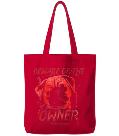 The Dog Is Just Cute - Beware of the Dog Owner Tote Bags - Red