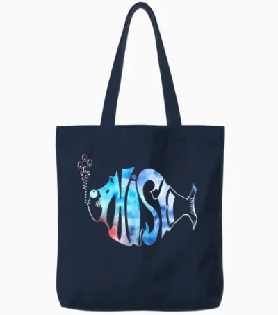 Colorful Phish-Jam, Tie-Dye Tee for Fisherman Fish Graphic Tote Bags - Navy