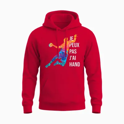 Je Peux Pas Je Ai Hand Handball Handball Funny T-Shirt, Black, S Unisex Hoodie - Red