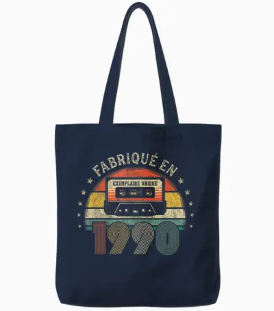 Fabriqué En 1990 Vintage Cassette - Cadeau Anniversaire 1990 Tote Bags - Navy