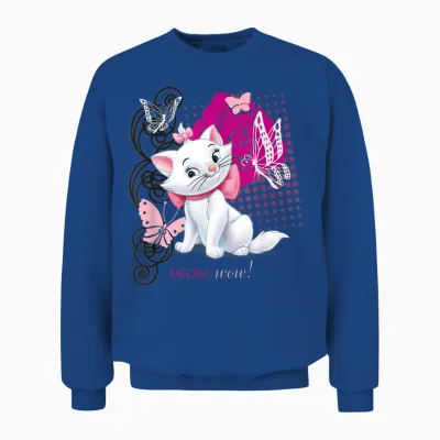 Aristocats Marie Meow Butterfly Cat T-Shirt, Black Unisex Sweatshirt - Royal