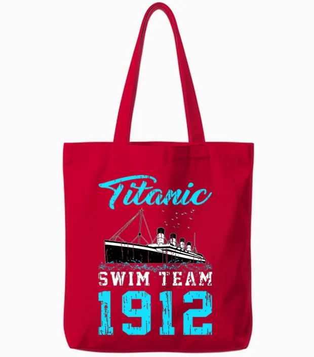 Natation 1912 Titanic Swim Team Swimmer T-Shirt Haut De Gamme Tote Bags in Red