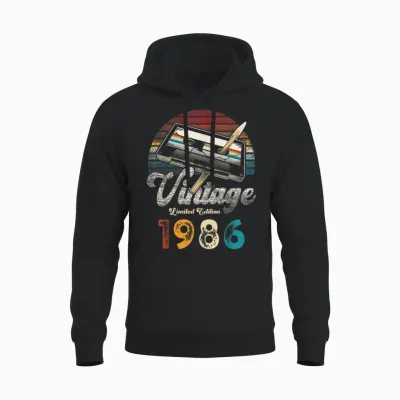 Vintage 1986 Geburtstag 40 Jahre Kassette Bleistift Unisex Hoodie - Black