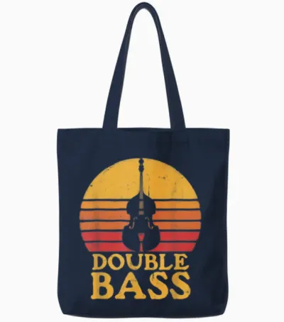Double Bass Retro Tote Bags - Navy