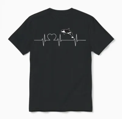 Orca Orcas Animal Outfits Cooles Herzschlag-Design Mit Orca T-Shirt Für Kinder, Schwarz, Kurzarm, S Unisex T-Shirt - Black