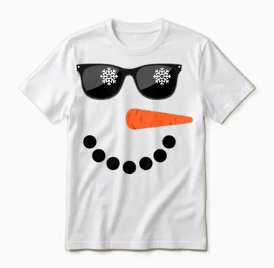 Snowman Shirt Glasses Boys Kids Toddlers Christmas Winter Unisex T-Shirt - White
