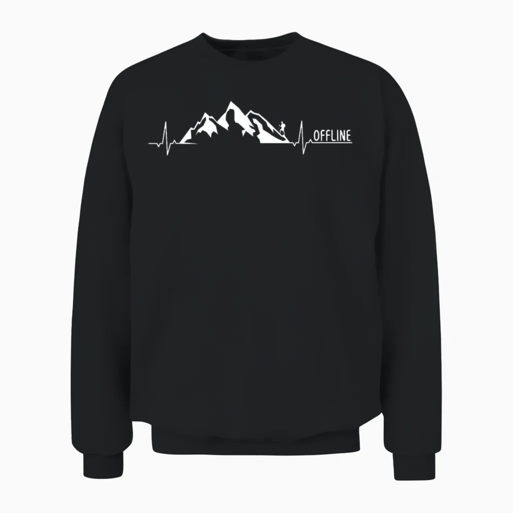 Offline Wandern Berg Bergsteiger Wanderausflug Herzschlag Unisex Sweatshirt in Black