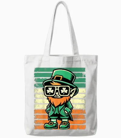 Rétro Leprechaun St Patty's Shamrock Funny St Patrick Tote Bags - White