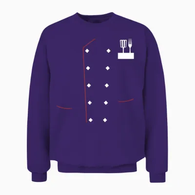 Chef Uniform Jacket Faux Cook Chef Master Cooking Costume T-Shirt, Black, S Unisex Sweatshirt - Purple