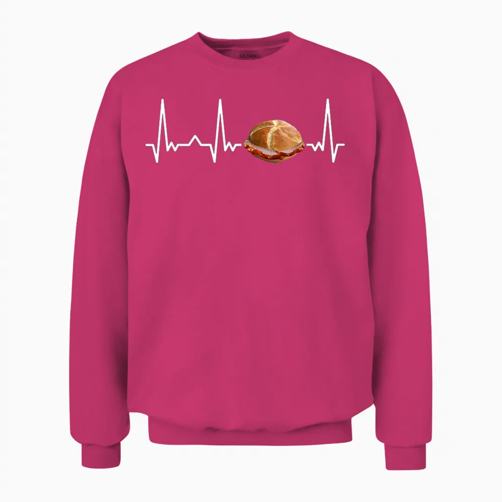 Leberkäse Herzschlag Bayern Ecg Leberkas Lebakas T-Shirt, Black Unisex Sweatshirt in Heliconia