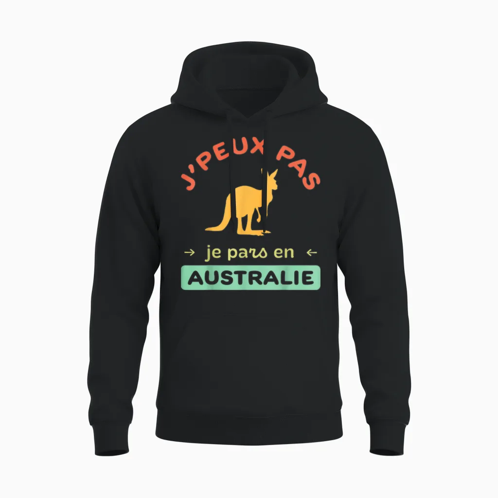 I Can't, I'm Going to Australia Pvt Tourist Unisex Hoodie in Black