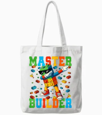 Dabbing Blocks Bricks Building Master Builder Kids Boys Tote Bags - White