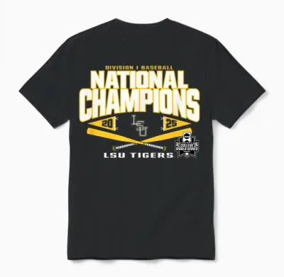 Lsu Tigers Baseball National Champs '25 College World Series Unisex T-Shirt - Black