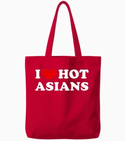 I Love Hot Asians, Ich Liebe Heiße Asiaten Tote Bags - Red