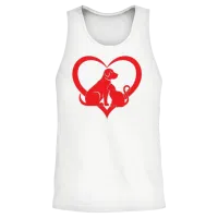 Dog and Cat Lover Dog Lover - Cat & Dog Heart Unisex Tank Top - White – 2