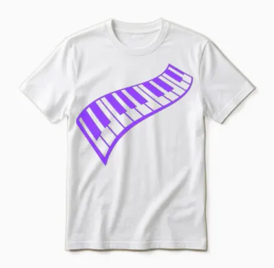 Grand Piano Organ Synthesizer Keyboard Music Logo Unisex T-Shirt - White