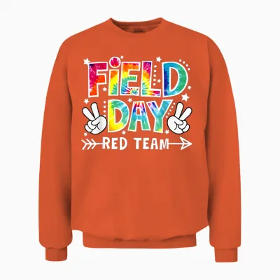 Field Day Red Team Funny for Teacher Kids Field Day Games Unisex Sweatshirt - Orange