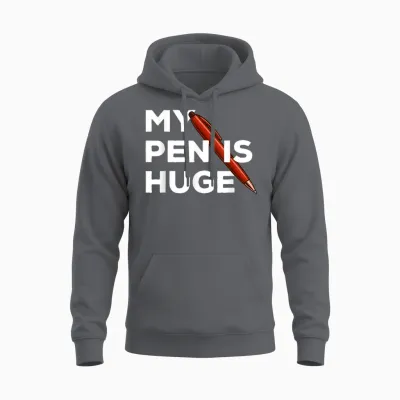 My Pen Is Huge Joke T-Shirt, Black, S Unisex Hoodie - Charcoal